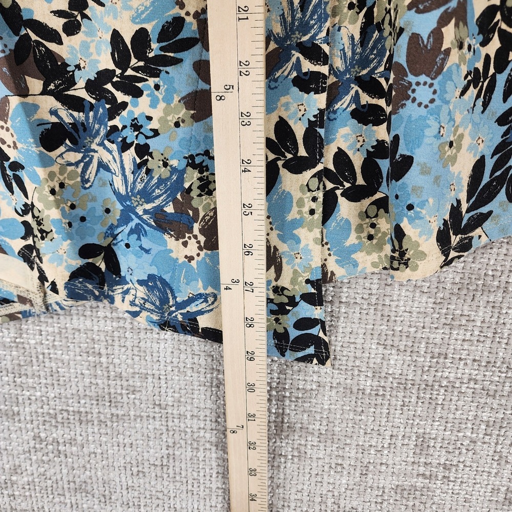 J. Jill Faux Wrap Floral Skirt Womens SP Petite Cream Blue Brown Stretch Nice! - Picture 5 of 10